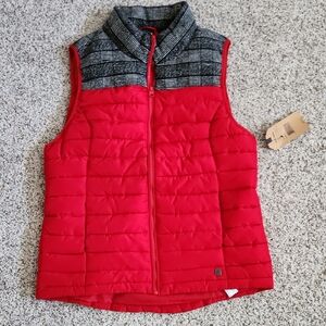 Ruff Hewn Red Vest with Black Heather Trim
